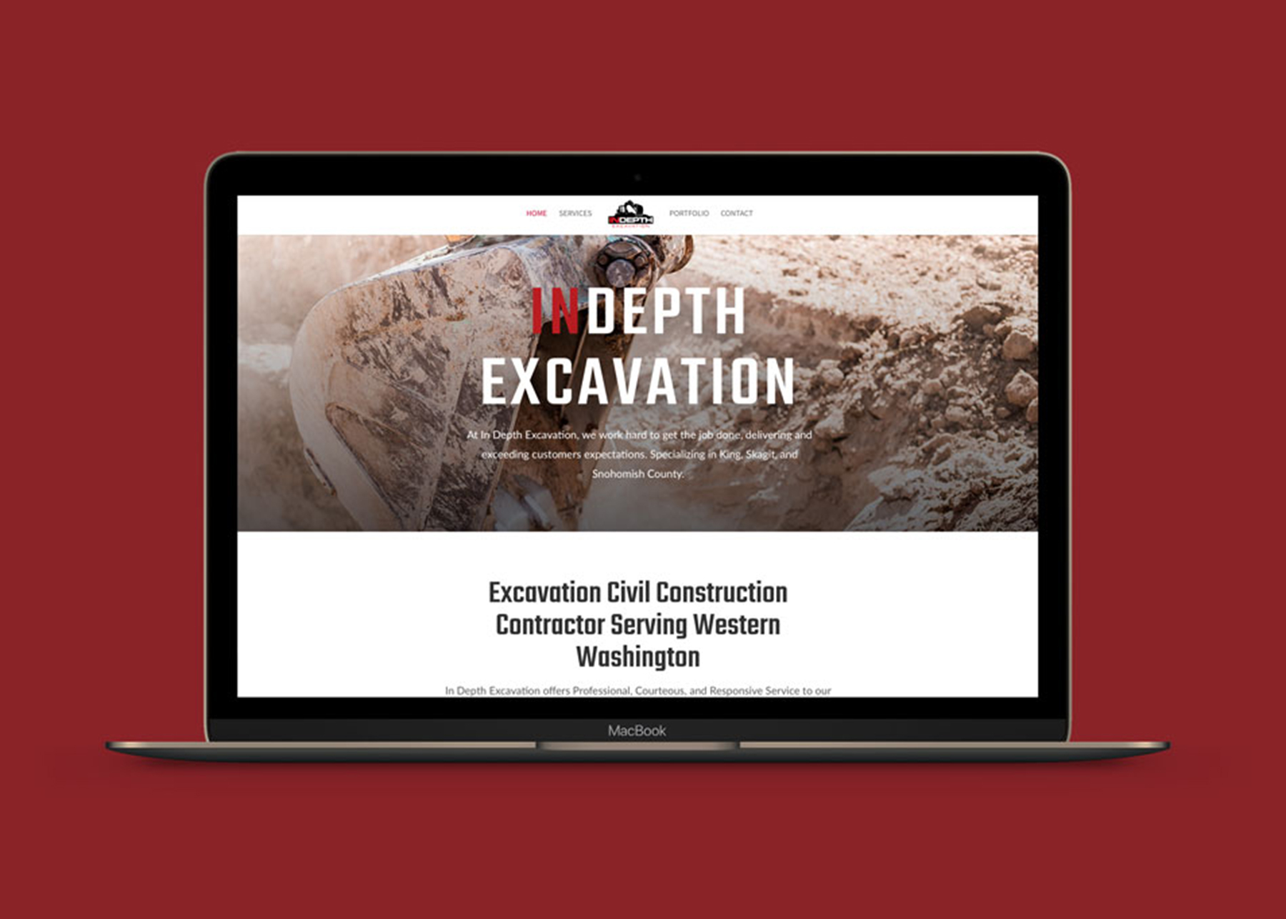 Indepth Excavation Construction Contractor Website Design by Crystal Frankenbery